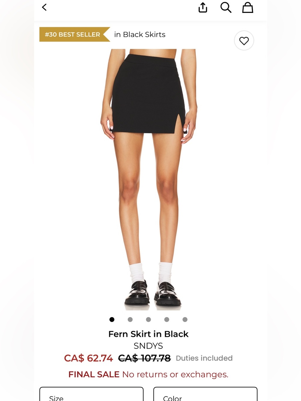 SNDYS black mini skirt